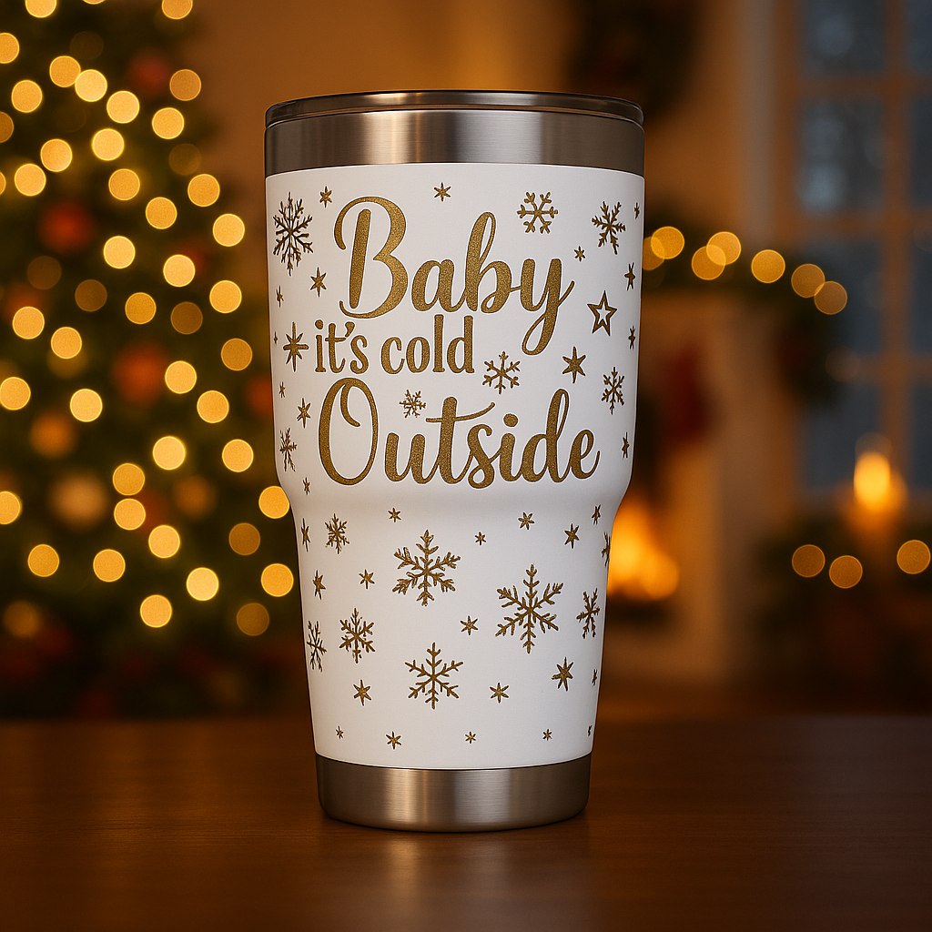 30 oz tumbler no handle "Baby it's Cold Outside"