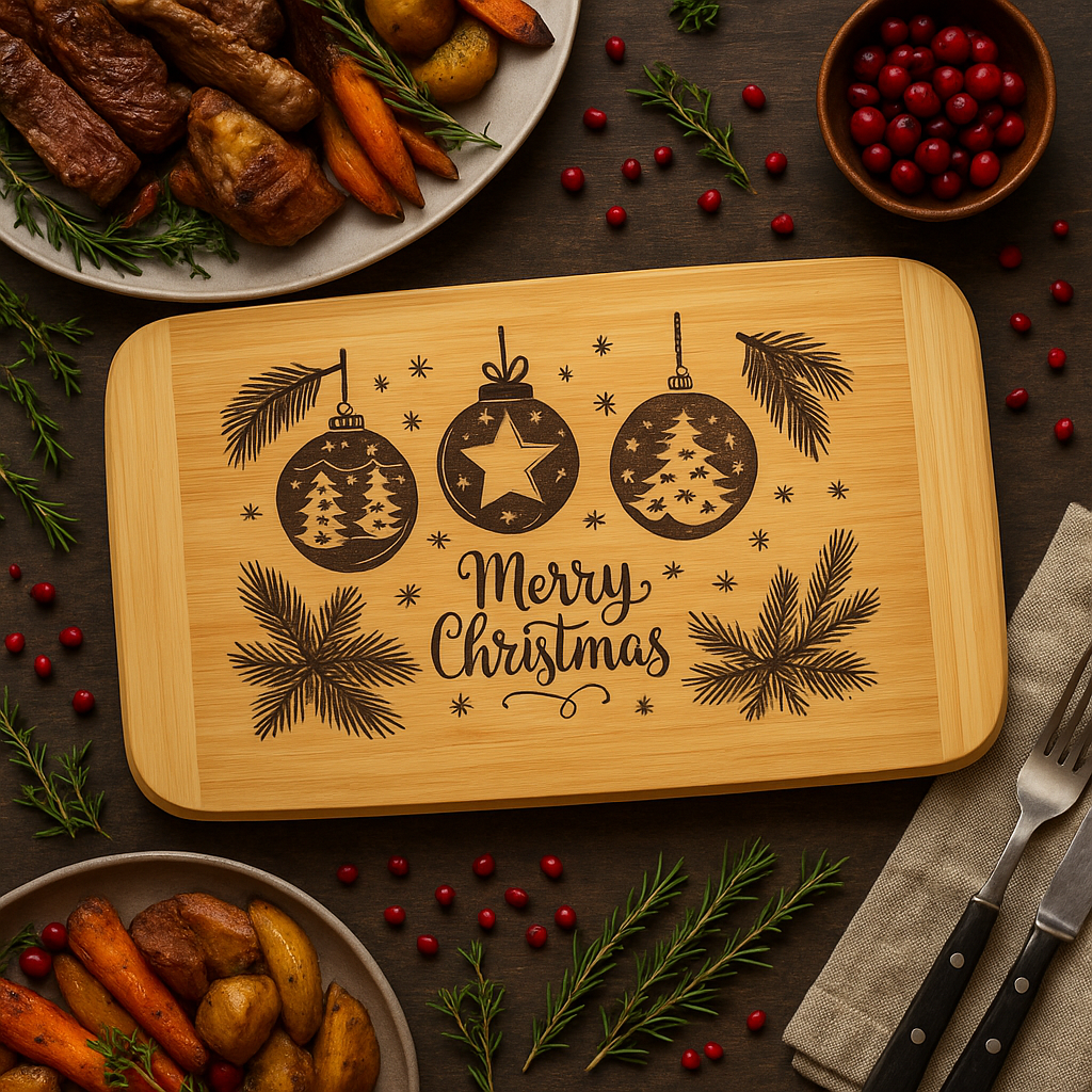 18 x 12 inch Cutting Board Merry Christmas with Bells