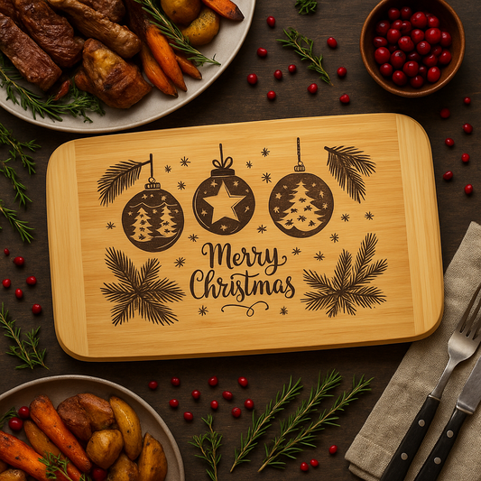 18 x 12 inch Cutting Board Merry Christmas with Bells
