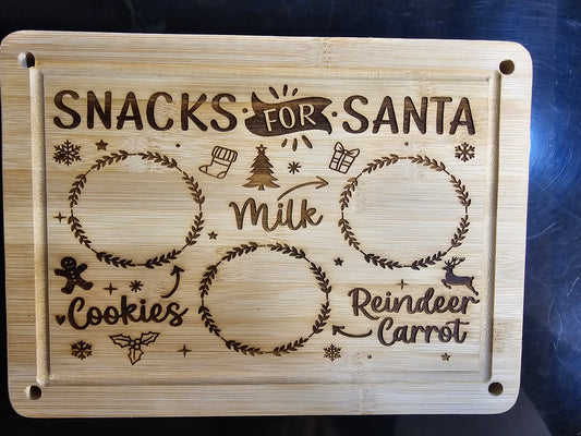 Wood "Snacks for Santa" Cutting Board