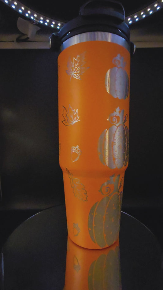 30oz Tumbler Stacked Pumpkins (With Top Handle)